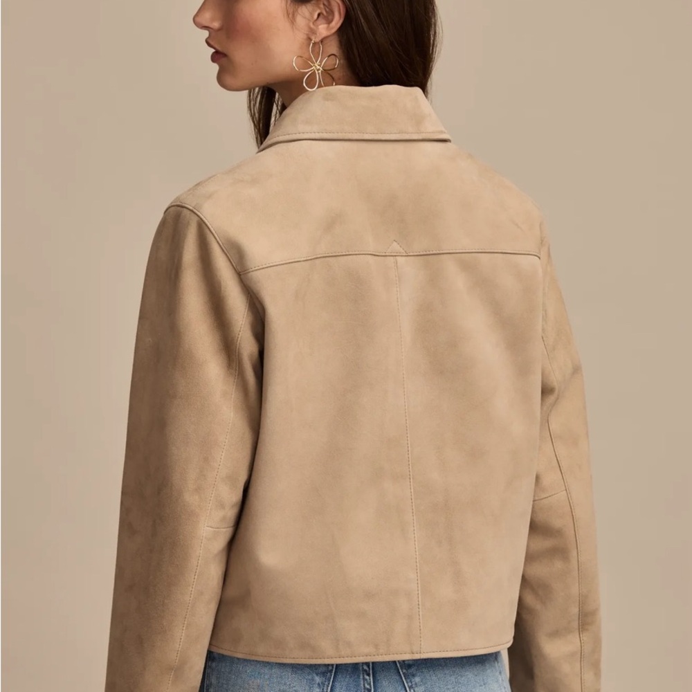 Lucky Brand Genuine Goat Suede Leather Jacket Tan Size M NWT - Picture 13 of 14